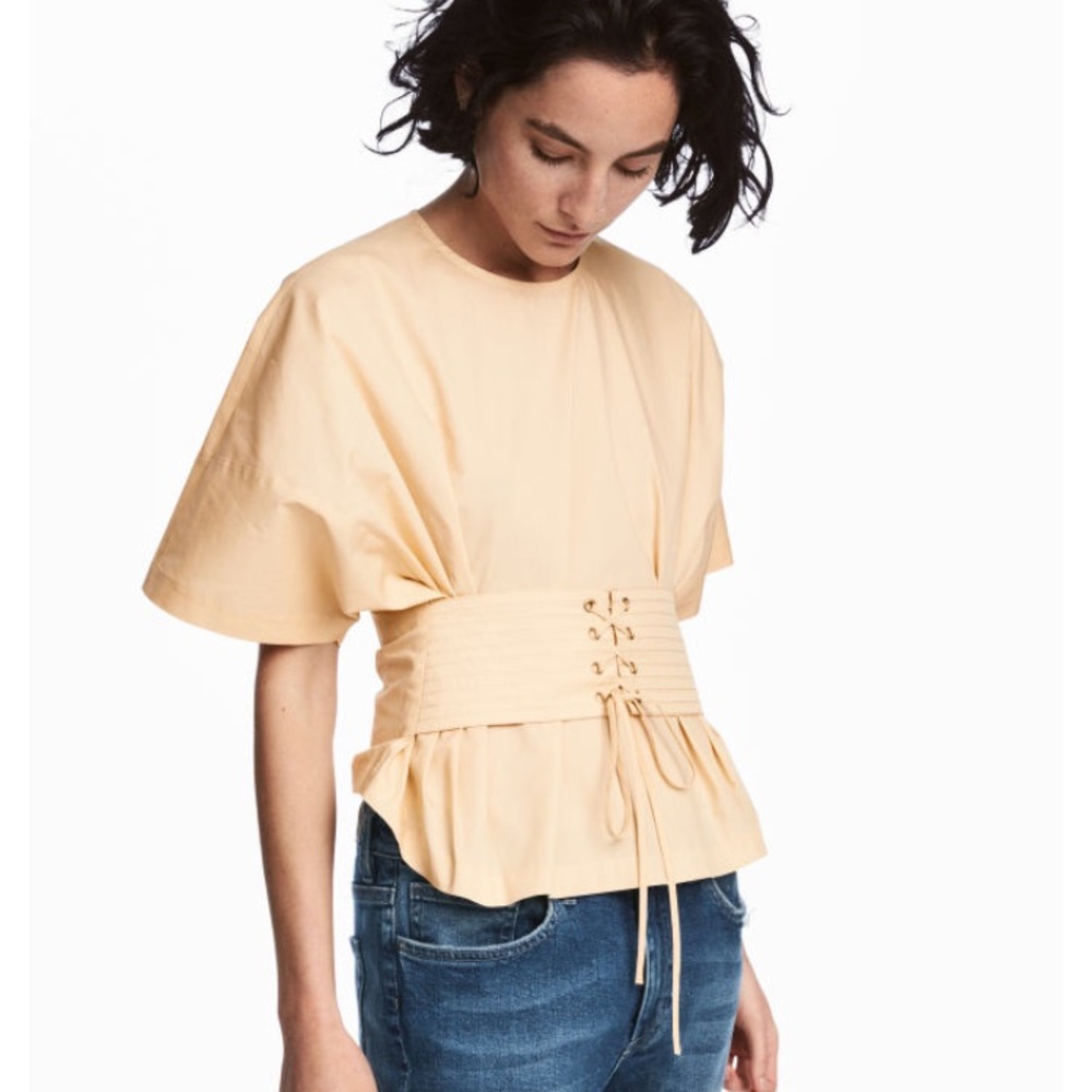 H&M Cotton Waist-Cincher Blouse